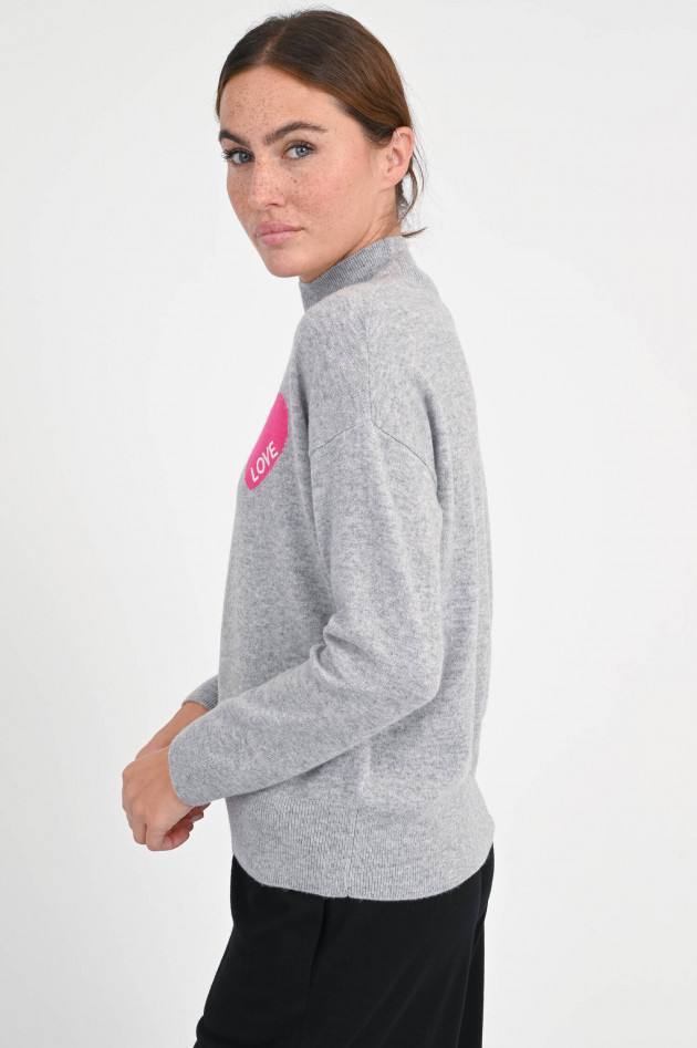 Frogbox Pullover aus Wolle mit Herz Detail in Hellgrau