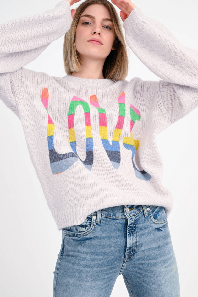 Frogbox Strickpullover mit Stitching in Natur/Multi