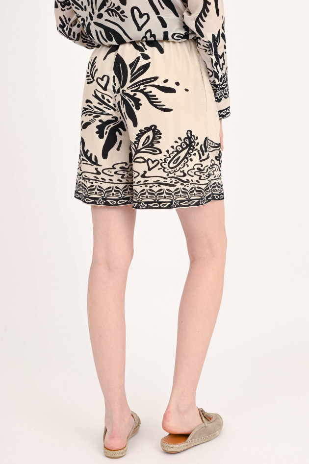 Frogbox Gemusterte Shorts in Creme/Schwarz