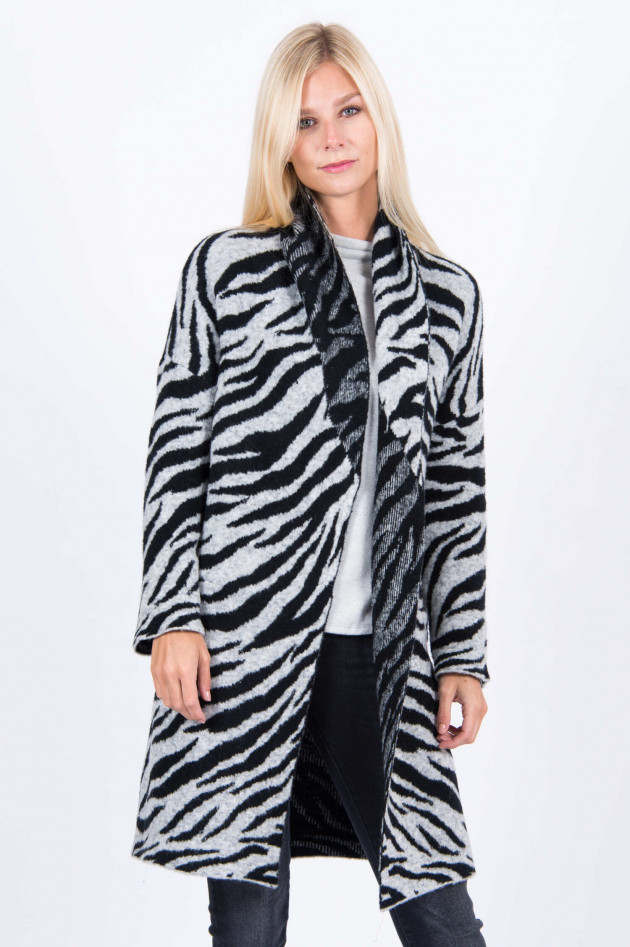 Frogbox Strickjacke im Zebra-Design in Schwarz/Grau