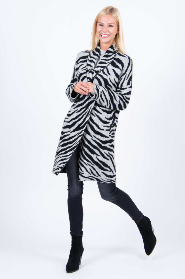 Frogbox Strickjacke im Zebra-Design in Schwarz/Grau