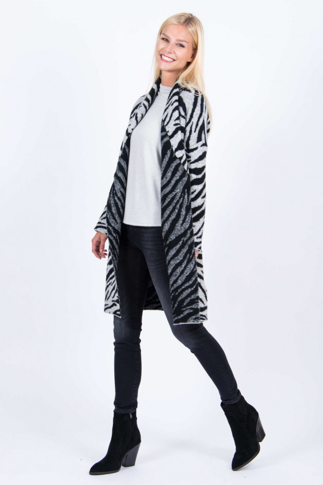 Frogbox Strickjacke im Zebra-Design in Schwarz/Grau