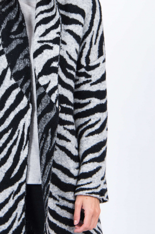 Frogbox Strickjacke im Zebra-Design in Schwarz/Grau