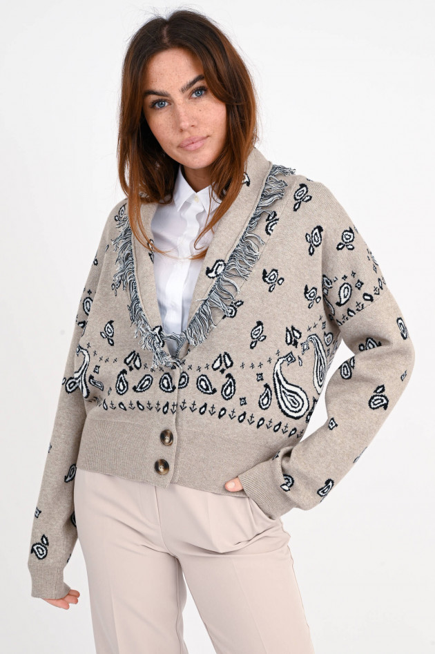 Frogbox Fransen-Cardigan mit Bandana Print