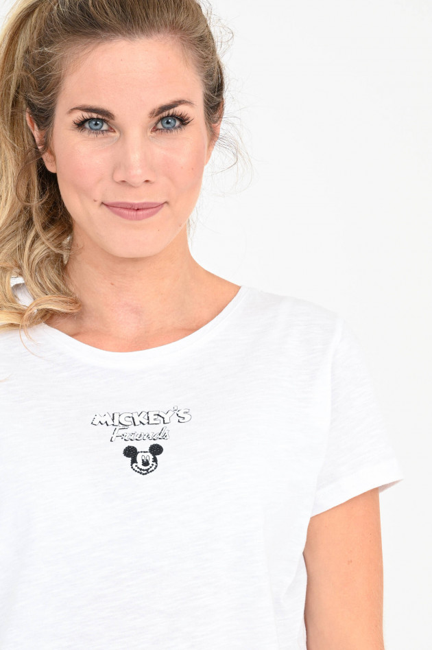 Frogbox Basic Shirt mit Mickey-Print in Weiß