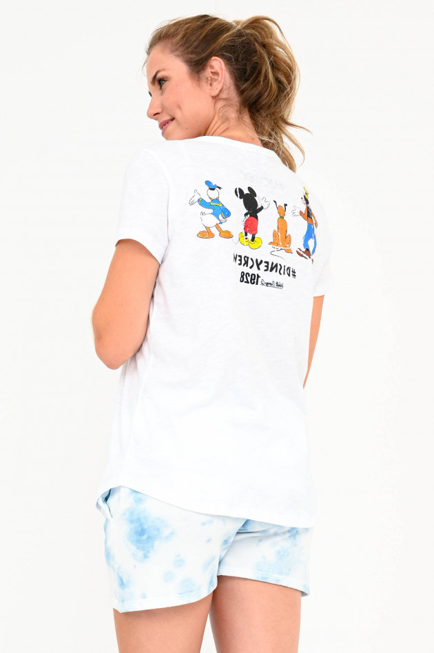 Frogbox Basic Shirt mit Mickey-Print in Weiß