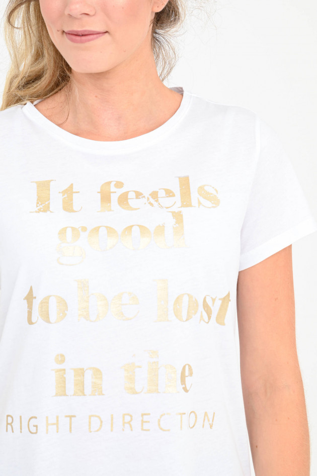 Frogbox Basic Shirt mit Statement-Print in Weiß/Gold