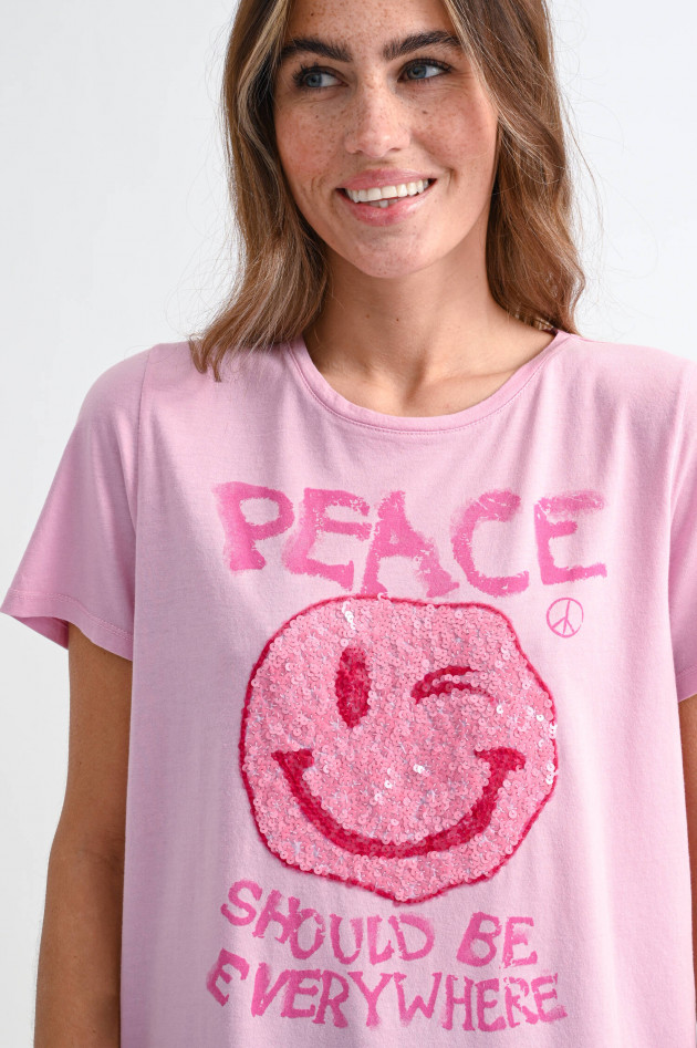 Frogbox Kurzarm Shirt mit Smiley Peace-Print in Rosa