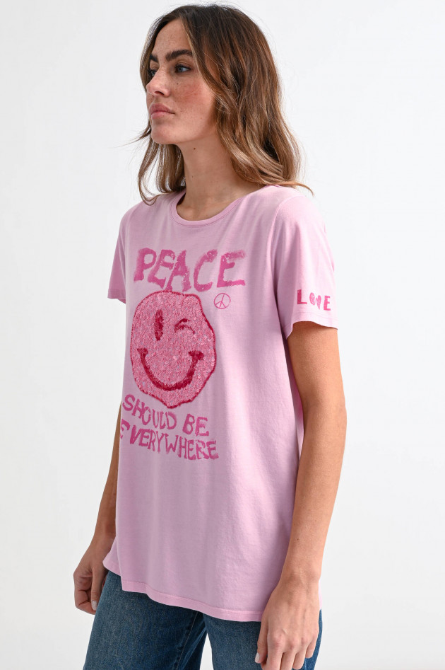Frogbox Kurzarm Shirt mit Smiley Peace-Print in Rosa