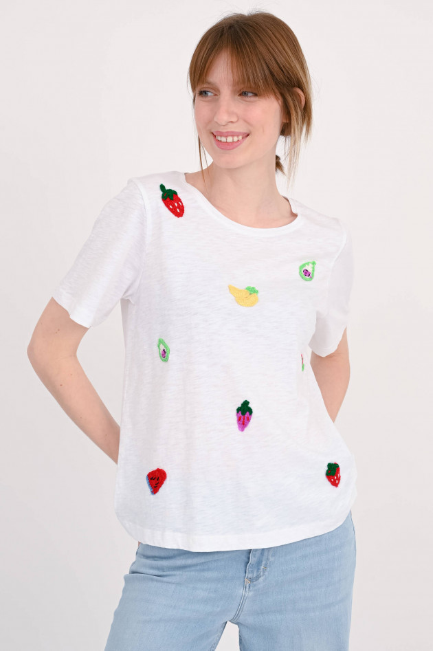Frogbox T-shirt mit gehäkelten Früchten in Weiß