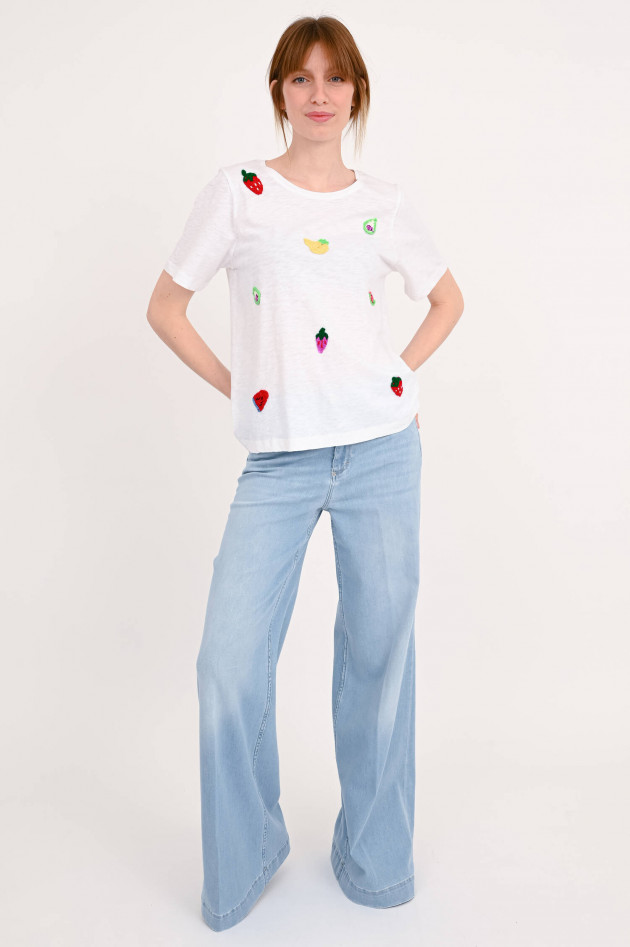 Frogbox T-shirt mit gehäkelten Früchten in Weiß