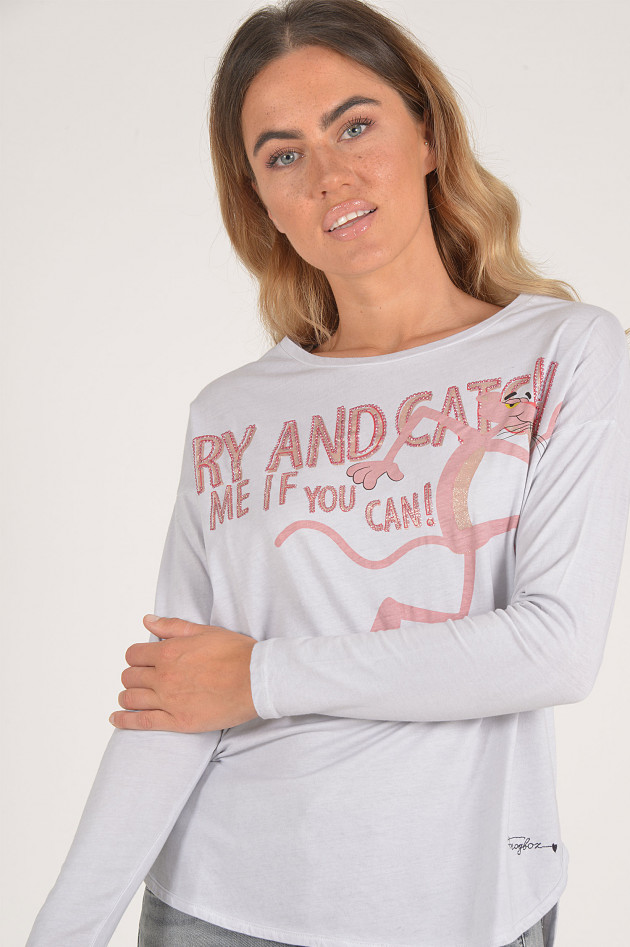 Frogbox Langarmshirt PINK PANTHER in Grau/Pink