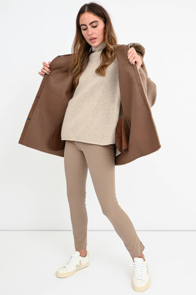 Furry Wendejacke ELINA mit Kapuze in Taupe