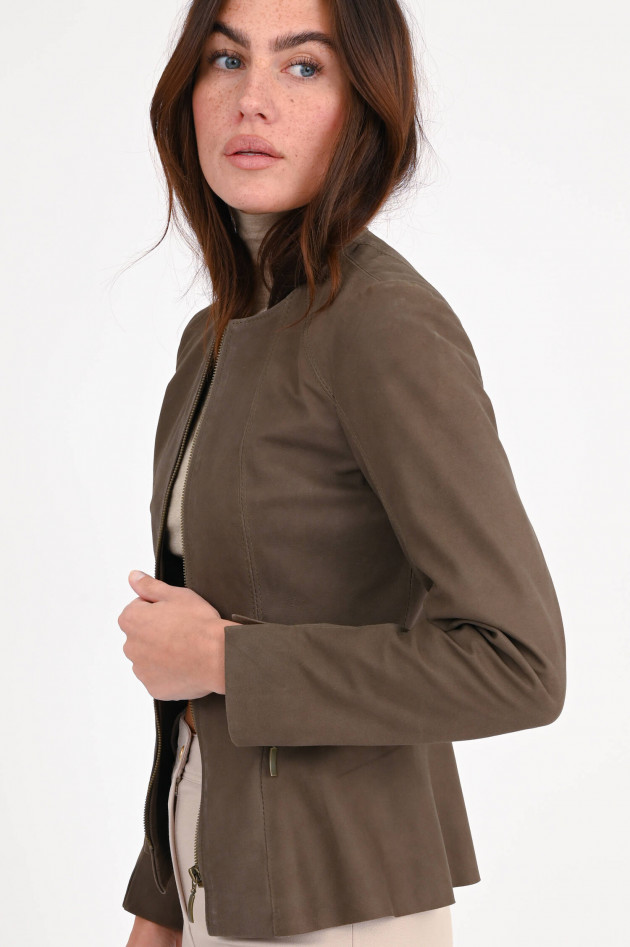 Furry Veloursleder Jacke SVENJA in Taupe