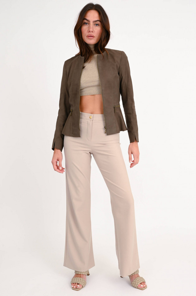Furry Veloursleder Jacke SVENJA in Taupe