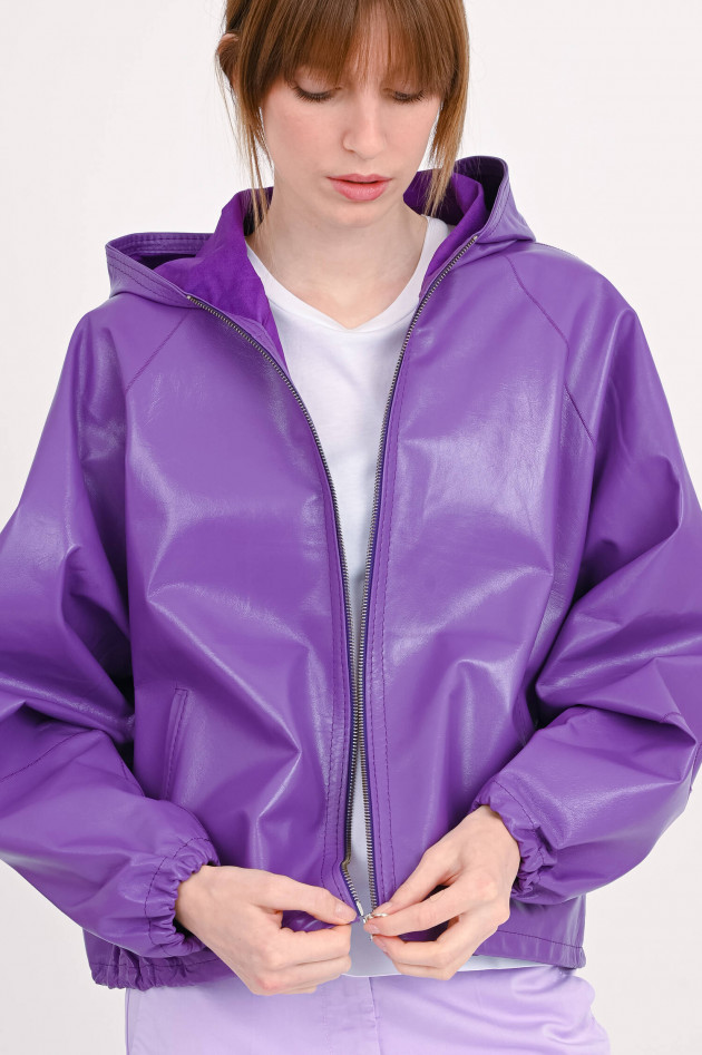 Furry Kurze Lederjacke AURORA in Violett