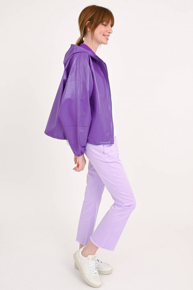 Furry Kurze Lederjacke AURORA in Violett