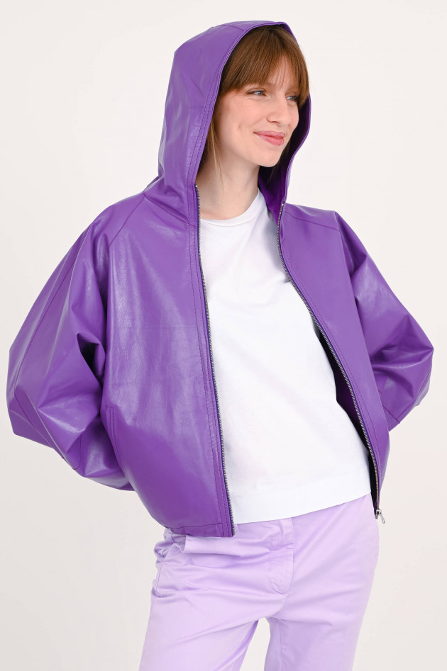 Furry Kurze Lederjacke AURORA in Violett
