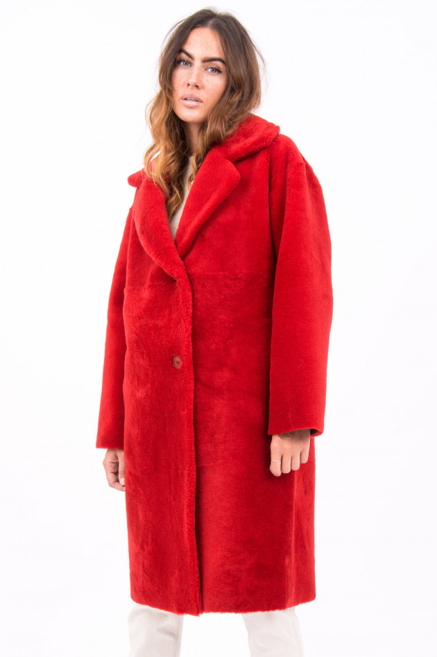 Furry Wende-Lammfellmantel ELINA in Rot