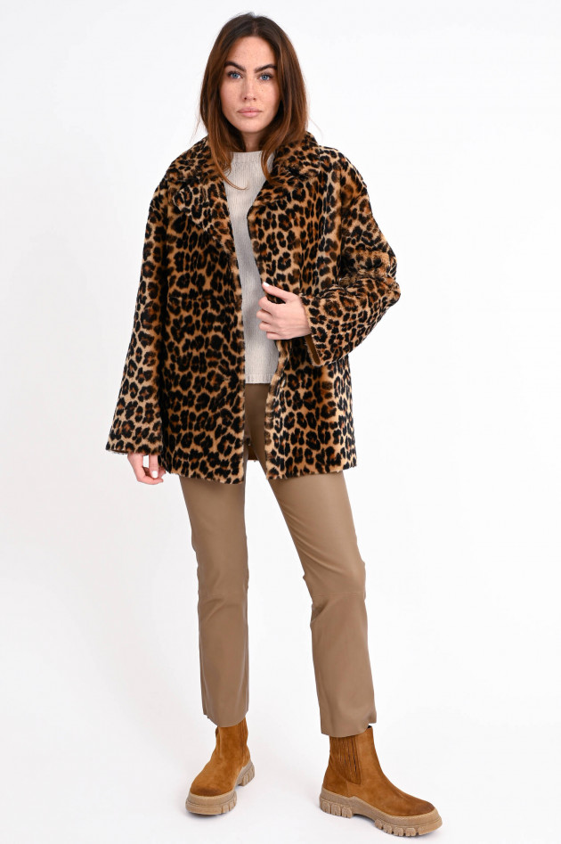Furry Wendejacke ELINA mit Leo Optik in Camel/Schwarz