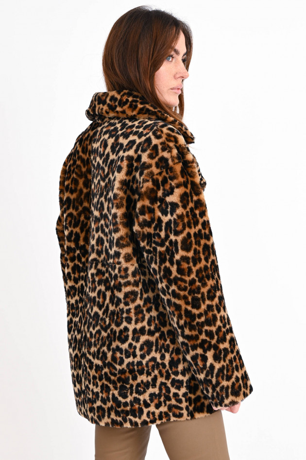 Furry Wendejacke ELINA mit Leo Optik in Camel/Schwarz