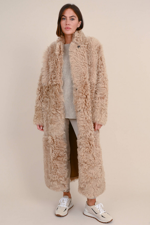 Furry Wendemantel MARLENE in Camel/Beige