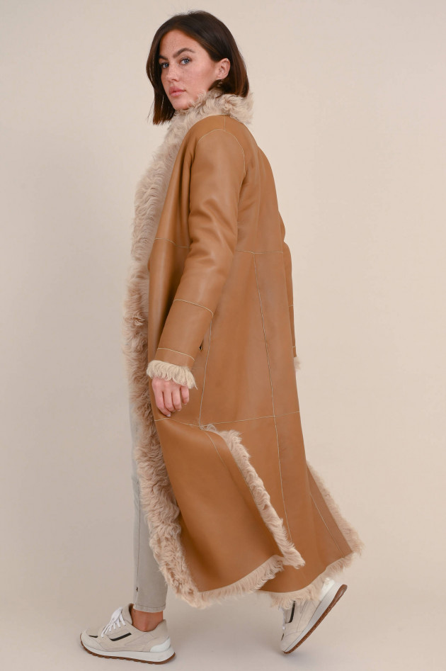 Furry Wendemantel MARLENE in Camel/Beige