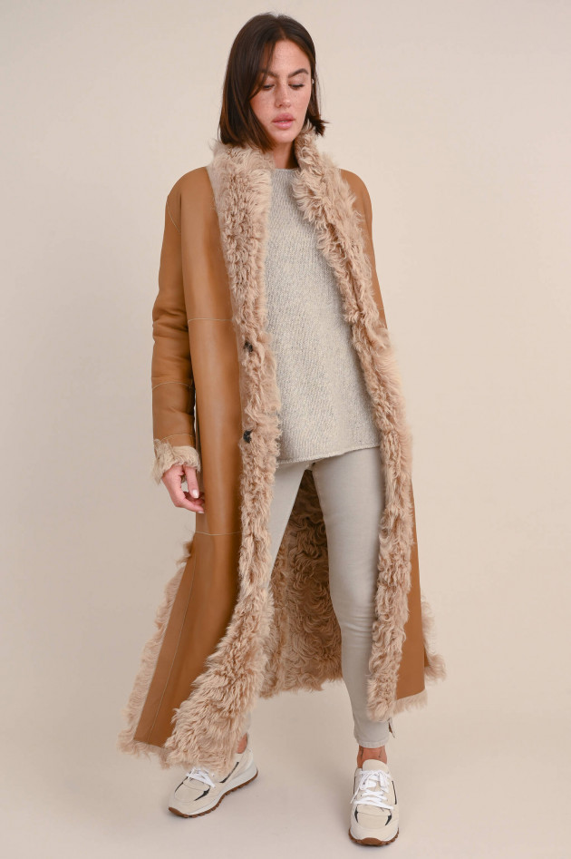 Furry Wendemantel MARLENE in Camel/Beige