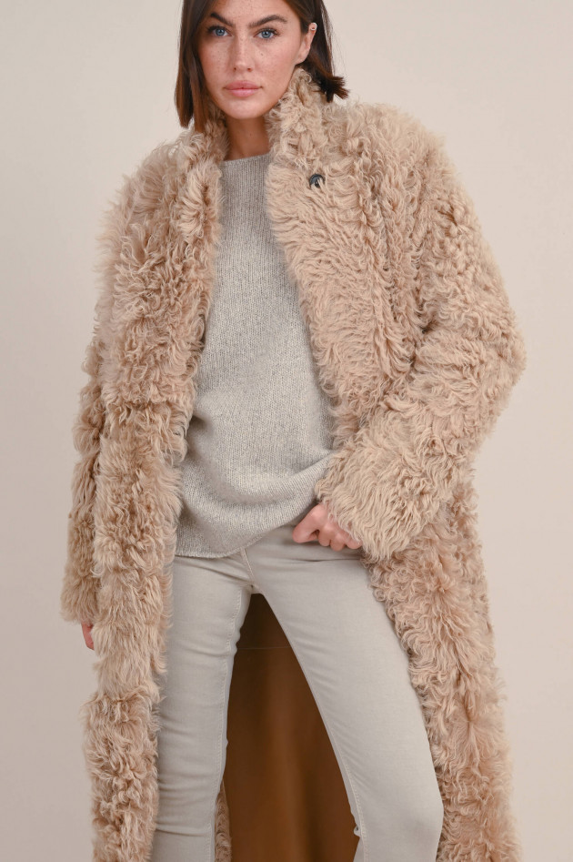 Furry Wendemantel MARLENE in Camel/Beige