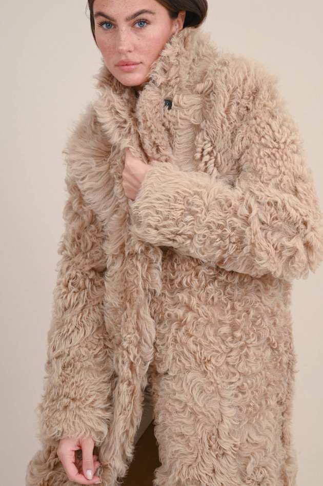 Furry Wendemantel MARLENE in Camel/Beige