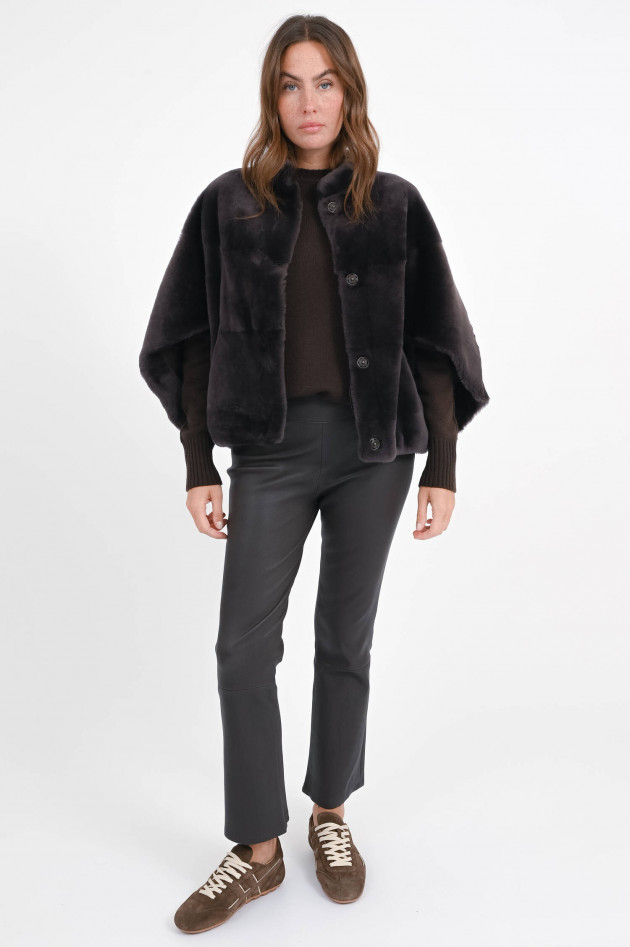 Furry Jacke MARIE aus Lammleder in Chocolate