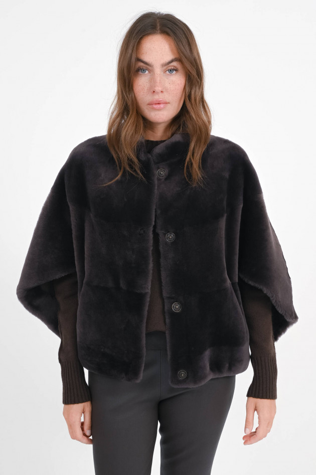 Furry Jacke MARIE aus Lammleder in Chocolate