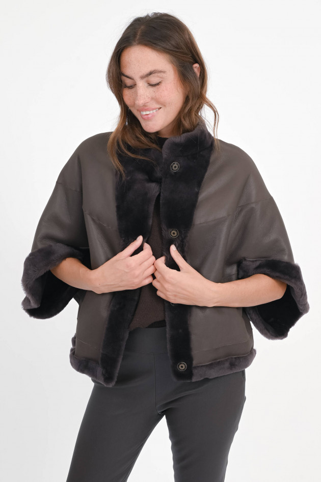 Furry Jacke MARIE aus Lammleder in Chocolate