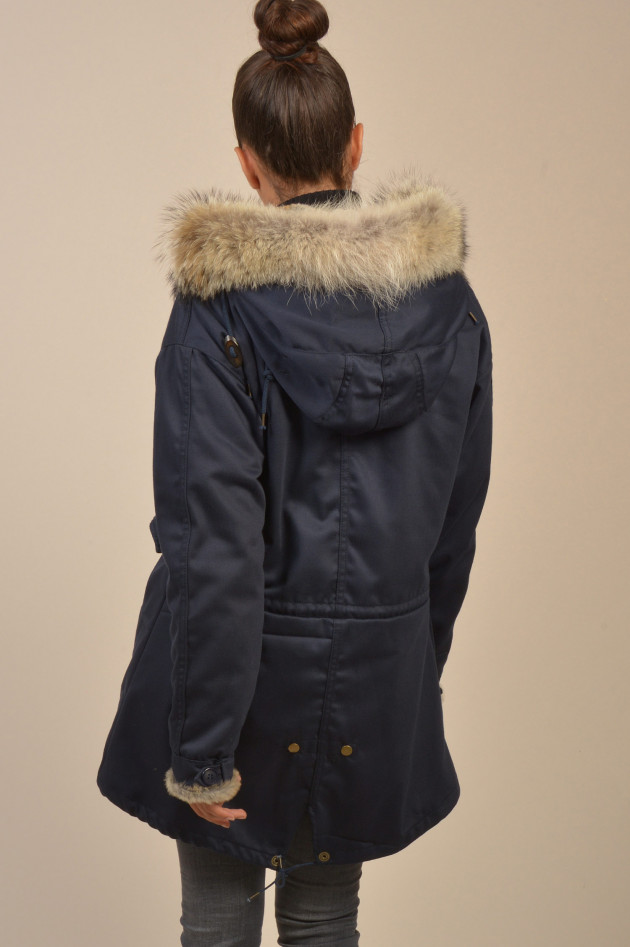 Furry Parka mit Pelz in Navy
