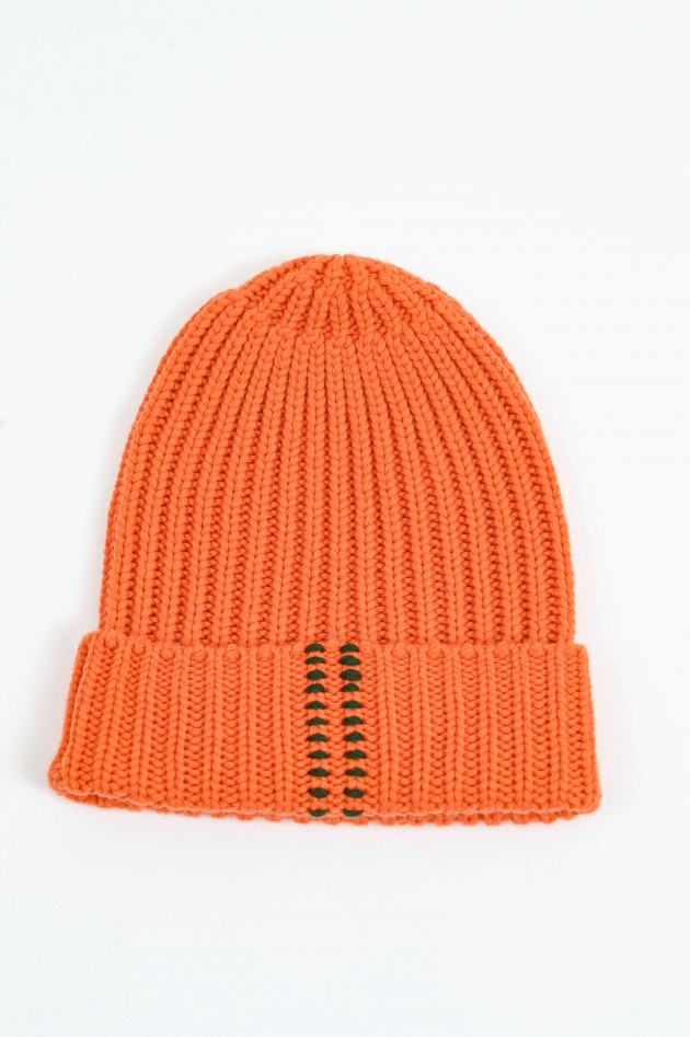 g-lab Rippstrick-Mütze in Orange/Grün