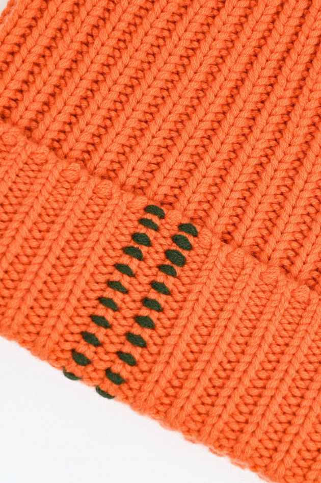 g-lab Rippstrick-Mütze in Orange/Grün