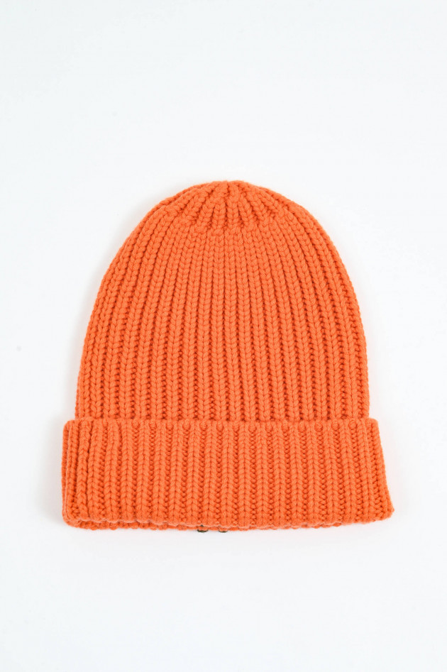 g-lab Rippstrick-Mütze in Orange/Grün