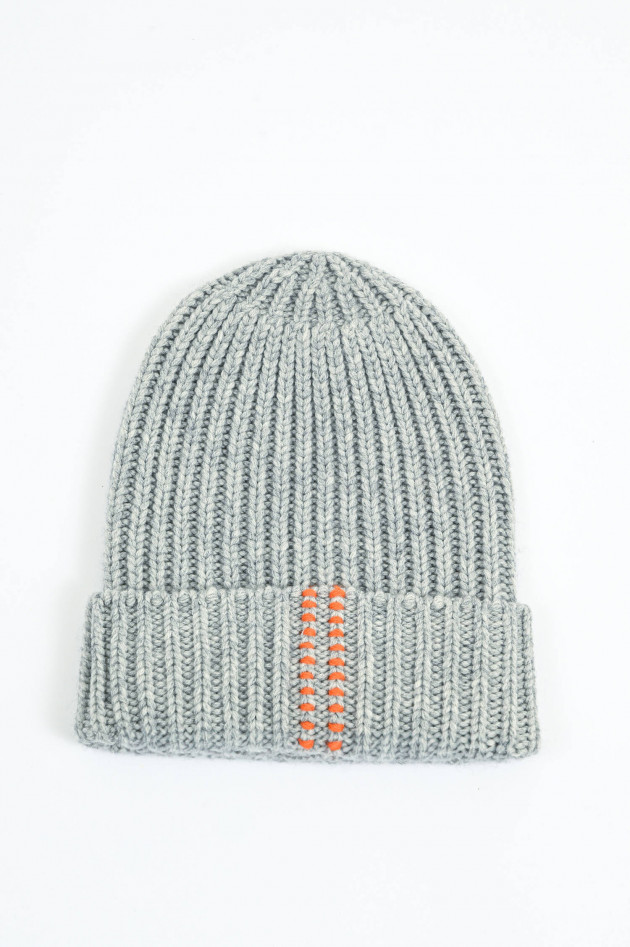 g-lab Rippstrick-Mütze in Grau/Orange