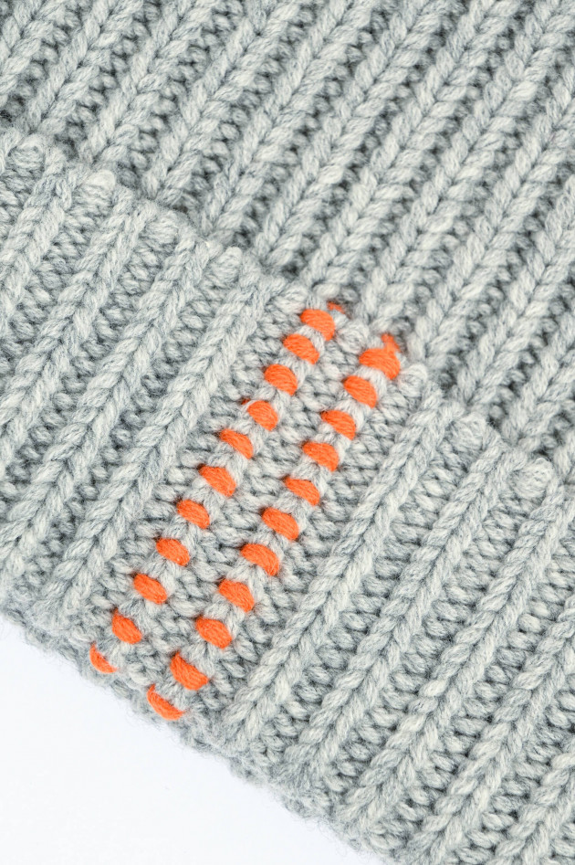 g-lab Rippstrick-Mütze in Grau/Orange