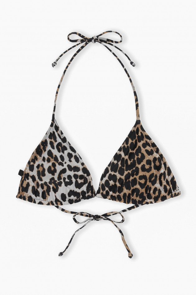 Ganni Triangel Bikini TOP mit Leo-Print