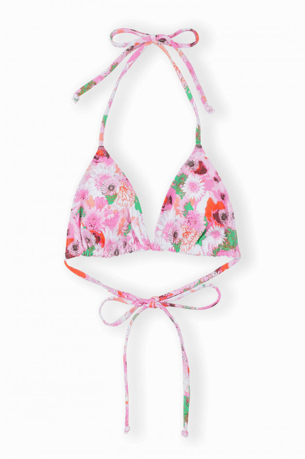 Ganni Triangel Bikini TOP mit floralem Print