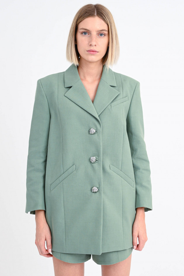 Ganni Oversized Blazer aus Anzugstoff in Salbei