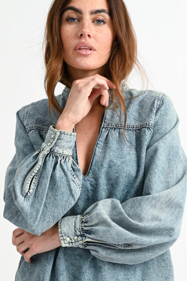 Ganni Oversized Jeans-Blusenshirt in Mittelblau