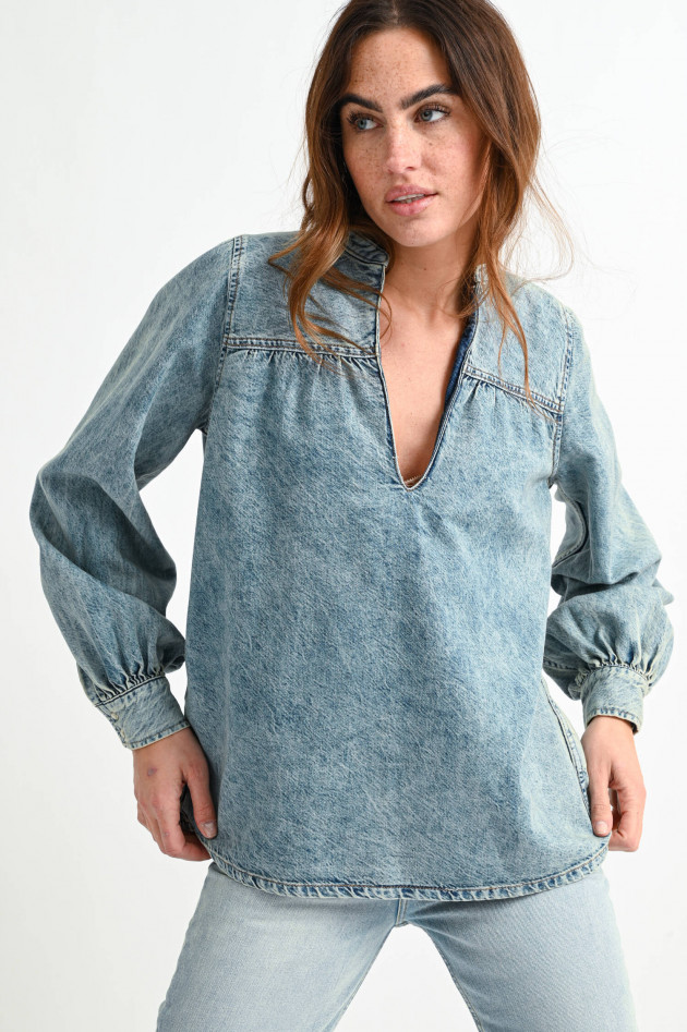 Ganni Oversized Jeans-Blusenshirt in Mittelblau