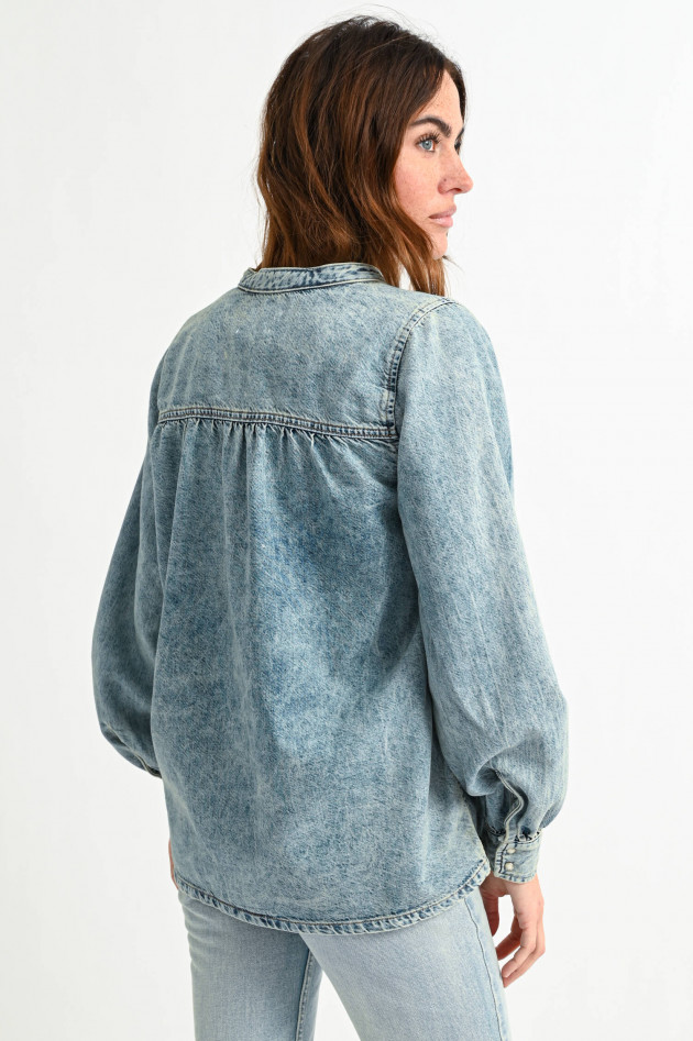 Ganni Oversized Jeans-Blusenshirt in Mittelblau