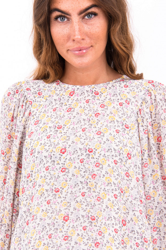 Ganni Blusenshirt mit Blumen-Print in Weiß/Gelb/Pink