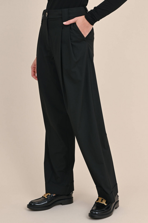 Ganni Weite Hose aus Viskose Mix in Schwarz