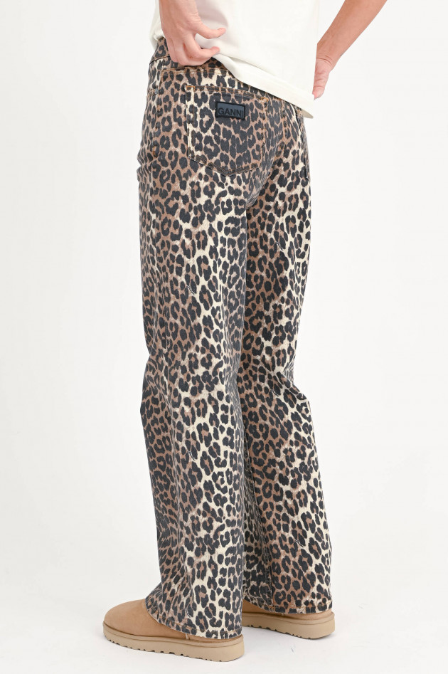 Ganni Denim mit Leo-Print in Braun/Schwarz