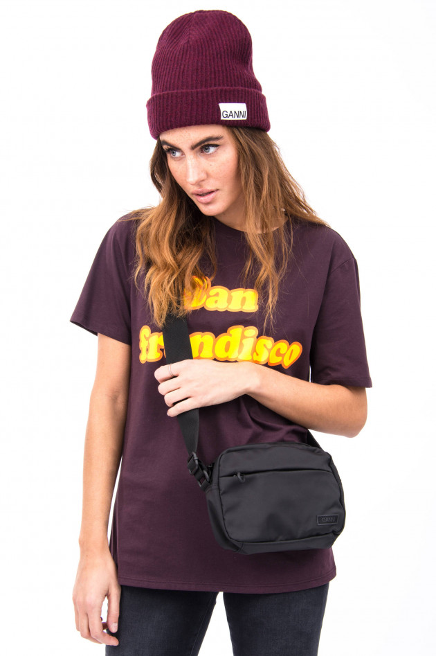 Ganni Beanie mit Logo-Patch in Plum