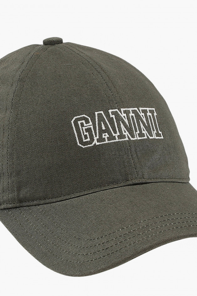 Ganni Basecap mit Logo-Stiching in Olivgrün